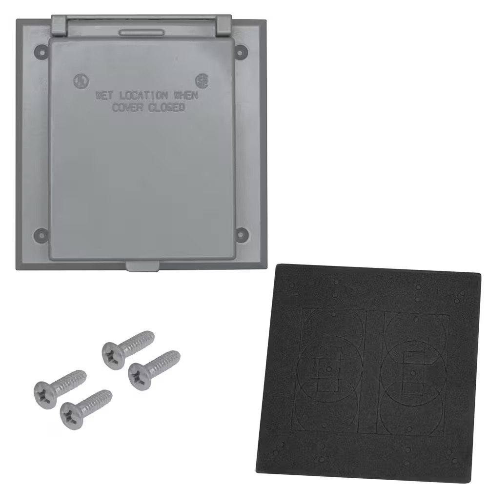 2-Gang Metal Weatherproof Electrical Outlet Cover for 20 Amp/50 Amp, Gray