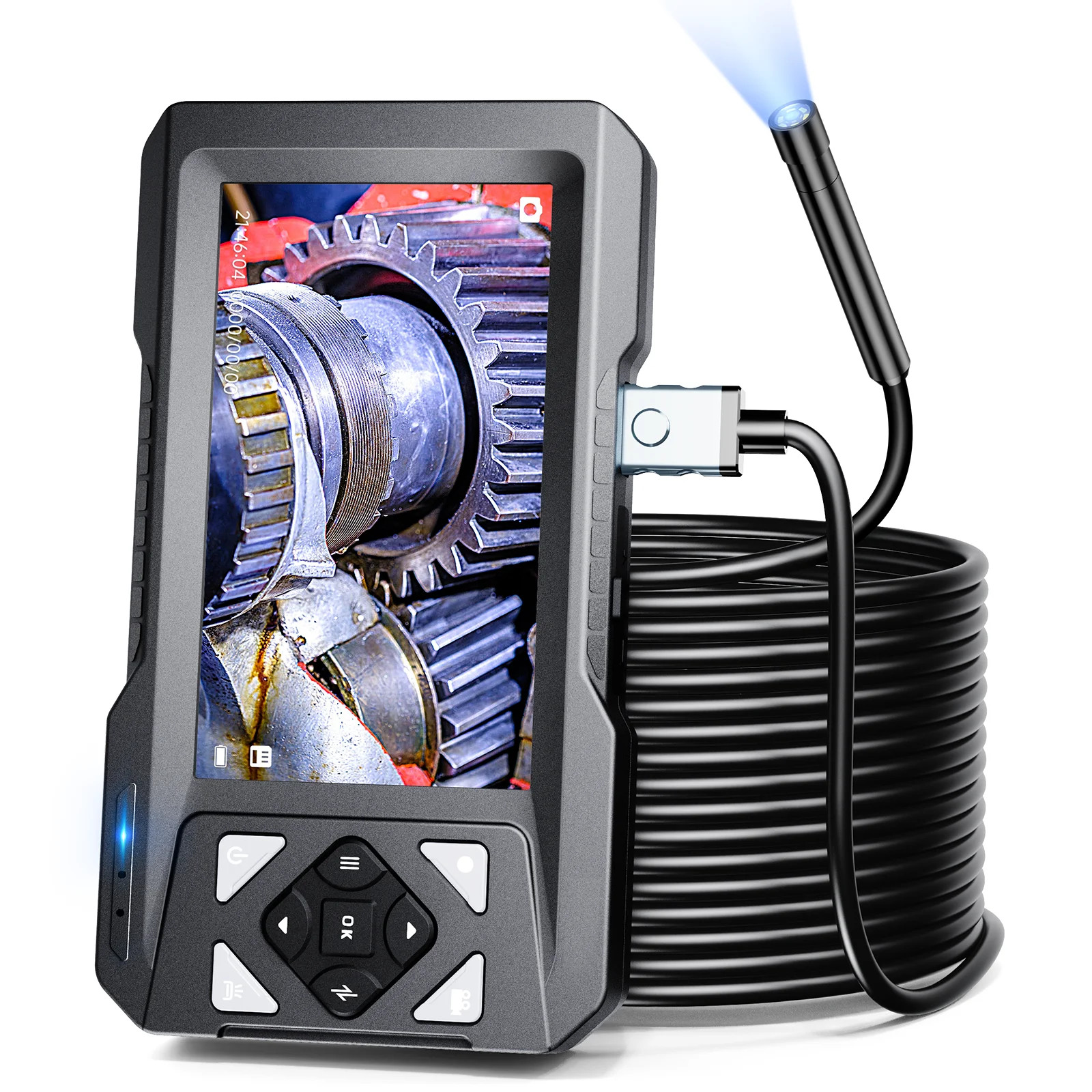 4.3" Endoscope Borescope Camera 1080P HD with 8 LED Lights & 16.4FT Cable IP67