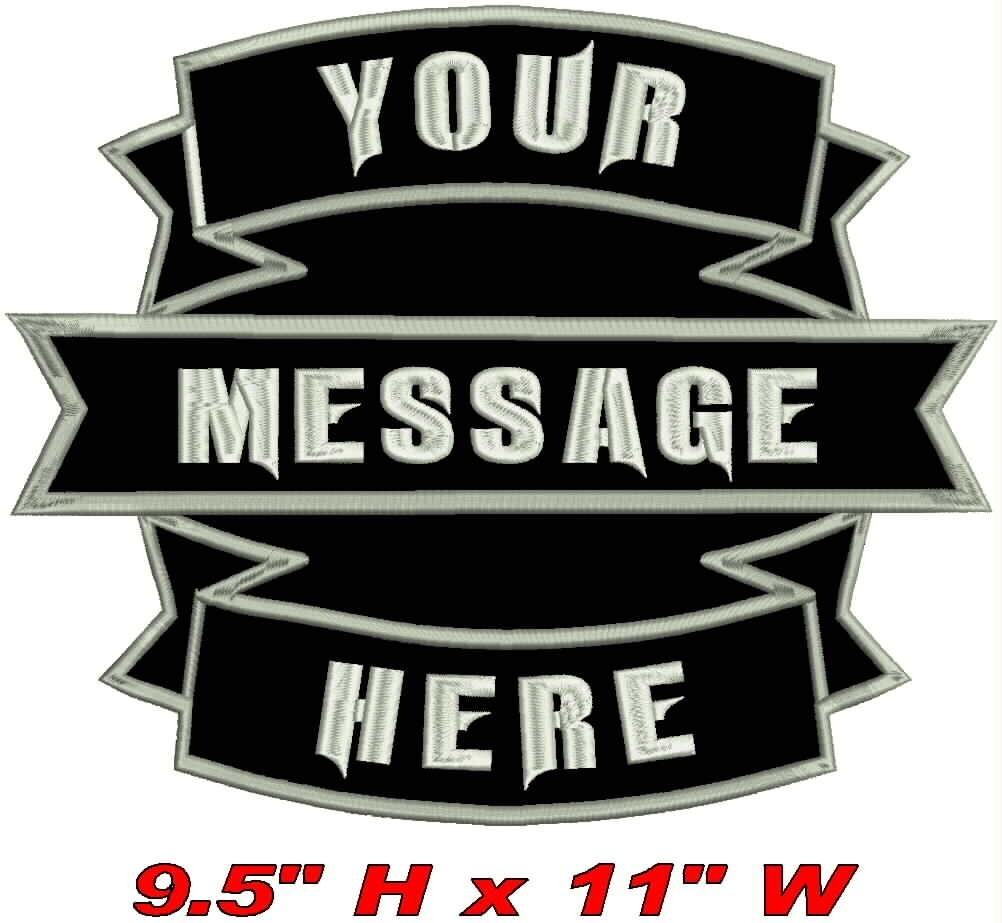 Custom 11" Embroidered Contour 3 Bar Rocker Patch MC Biker Motorcycle Club Vest