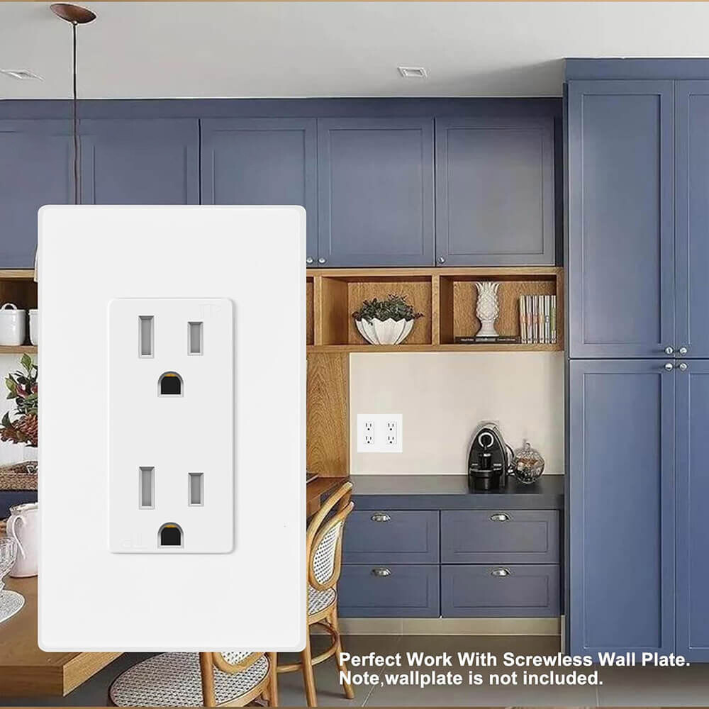 Decor Wall Recetpacle Outlet 15Amp 3 Wire Self-Grounding Tamper Resistant 24Pack