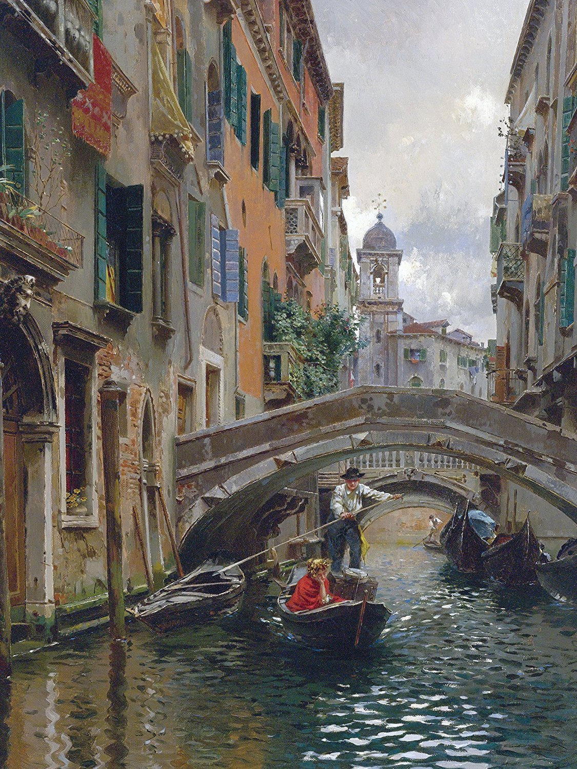 QUIET CANAL VENICE R. Santoro boat gondola Tile Mural Backsplash Marble Ceramic