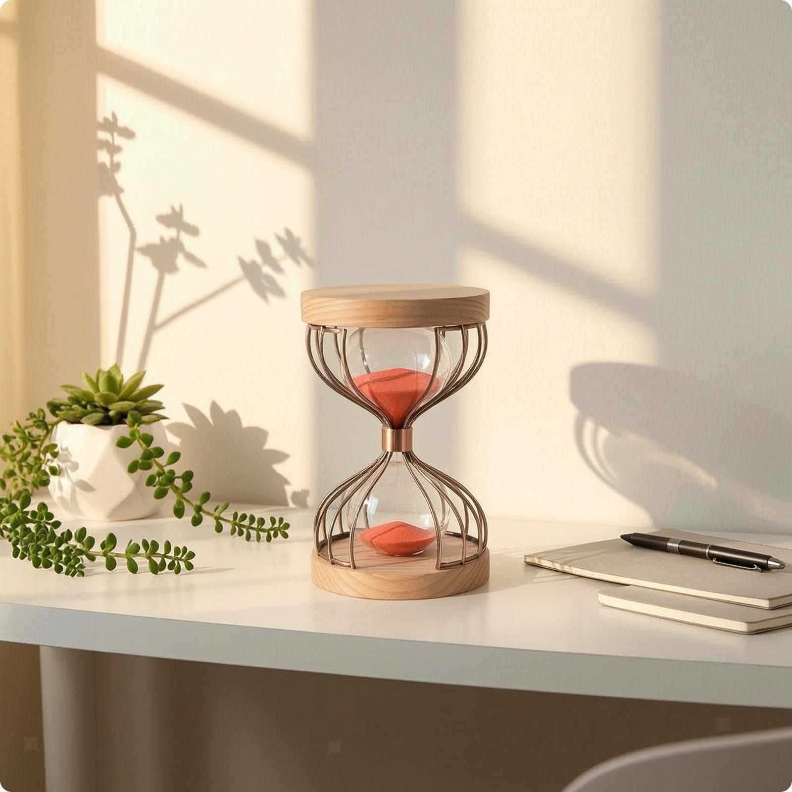 15-Minute Hourglass Decorative Sand Timer with Metal Frame Sand Timer with