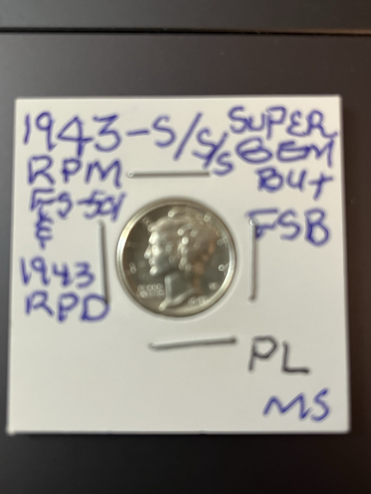 1943-S/S/S MERCURY DIME FSB, PRISTINE GEM,**PL * *RPM FS-501 ***READ DISCRIPTION