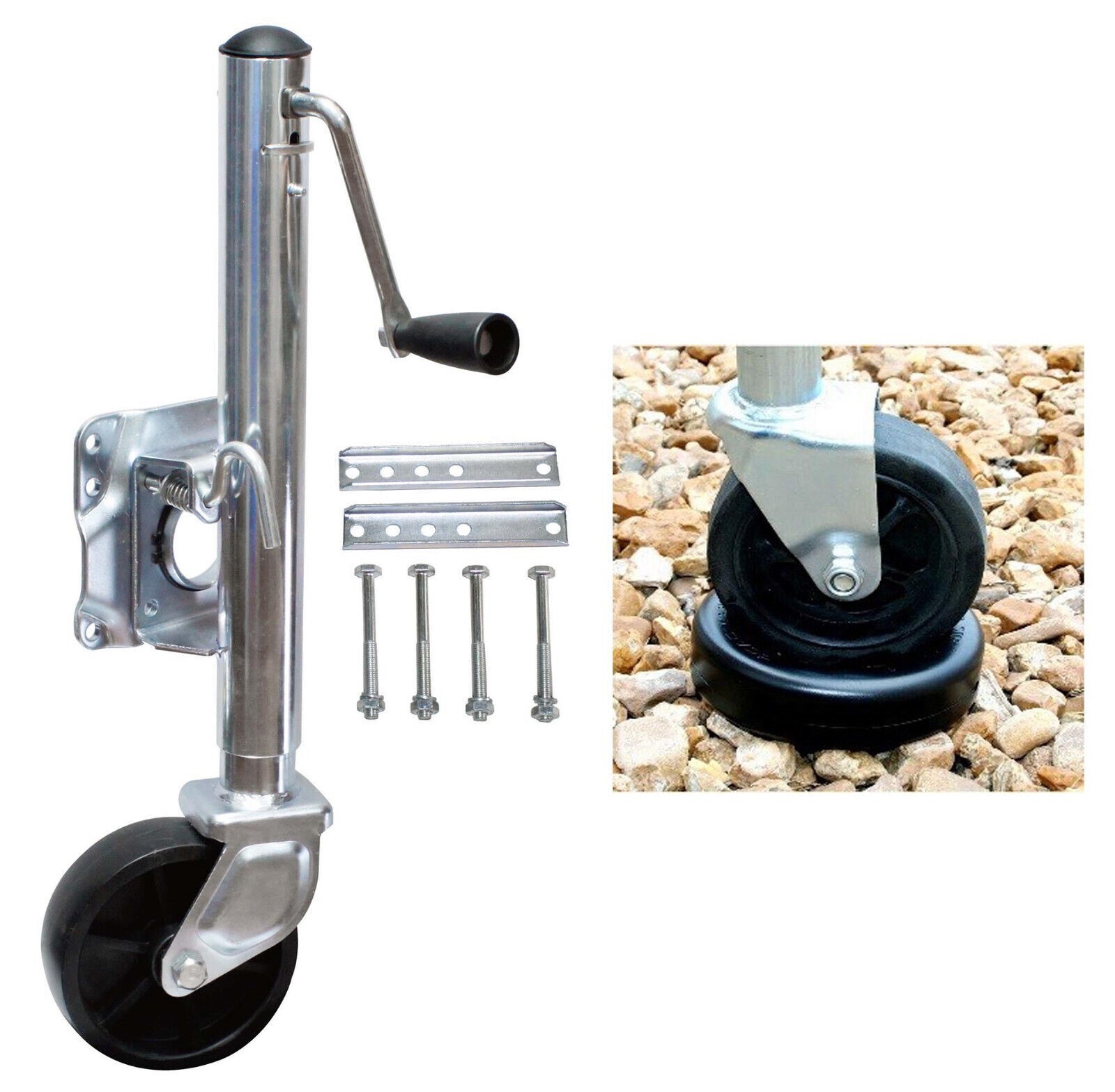 New 1000 lbs Bolt on Boat Marine Trailer Jack w/ Swivel Wheel & Wheel Stopper