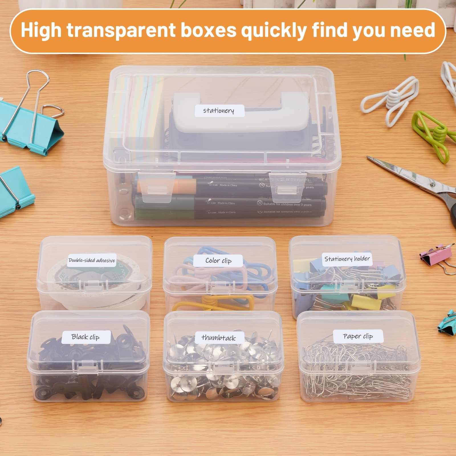 Mathtoxyz Small Bead Organizers and Storage, Clear Rectangle