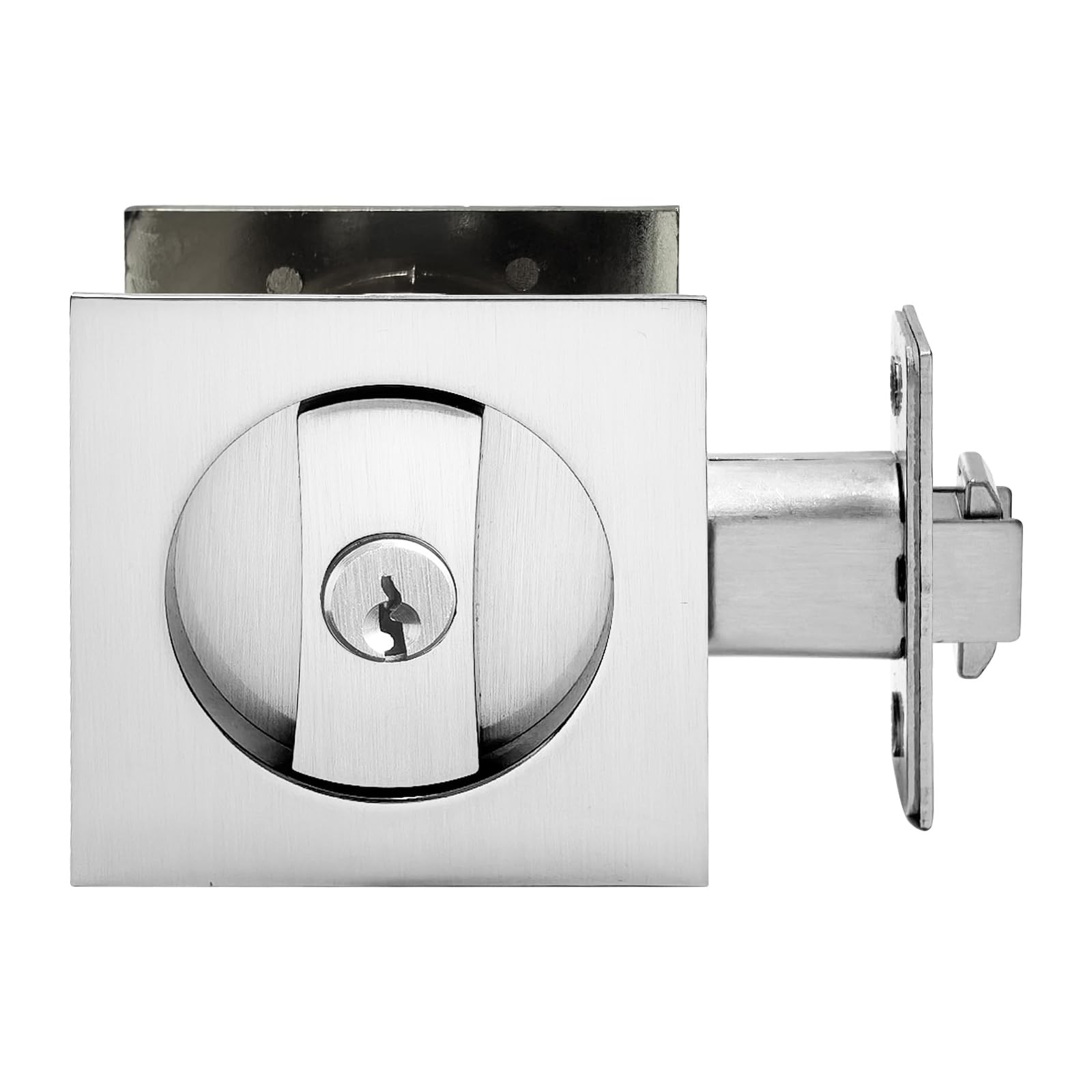 Pocket Door Lock,Privacy Hardware Suitable for Keyed Lock, Sliver