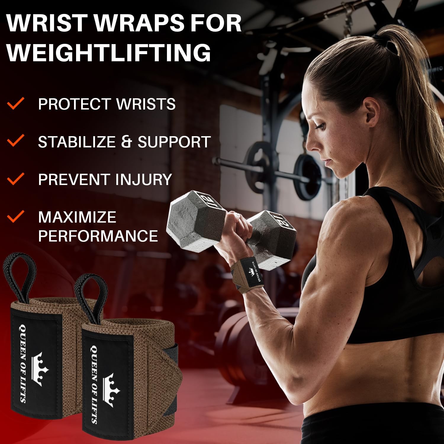 HeavyDuty Weightlifting Wrist Wraps with Thumb Loop for Powerlifting &