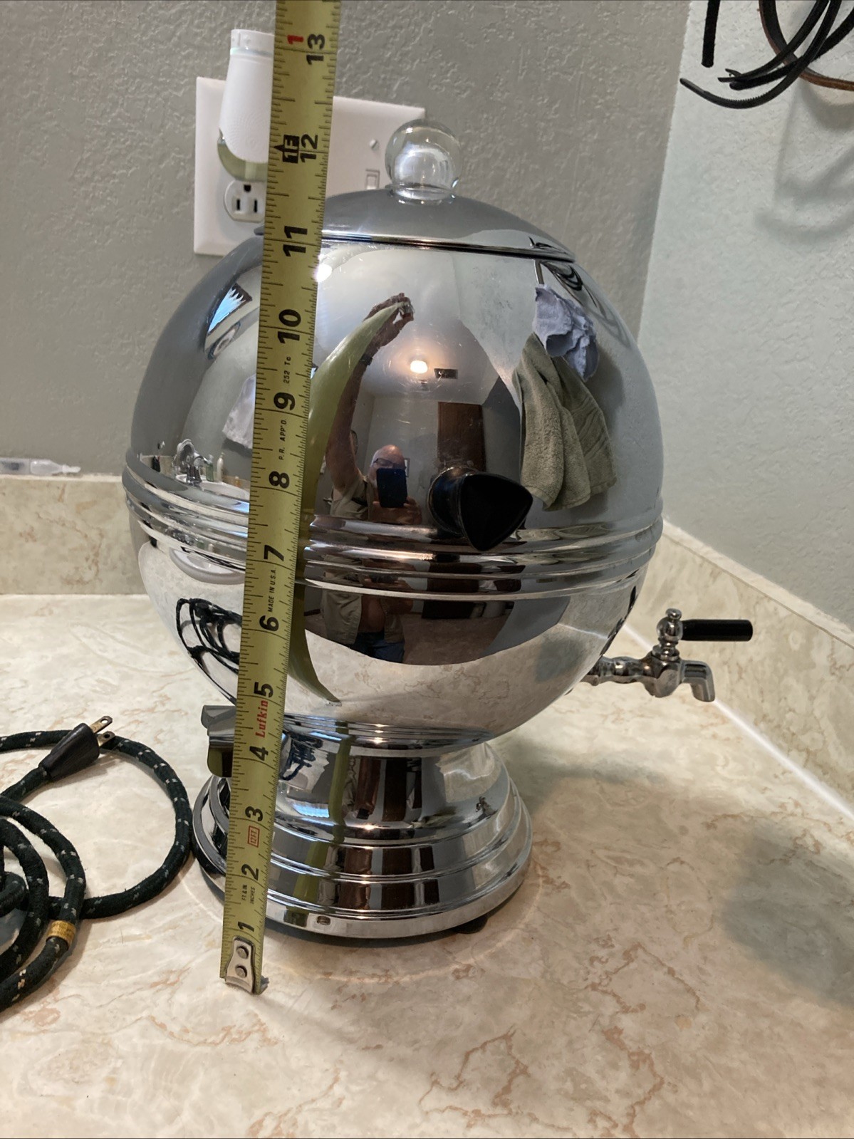 Vtg La Belle Silver Co. Chrome Ball Shape Electric Coffee Pot Urn 1955A Working