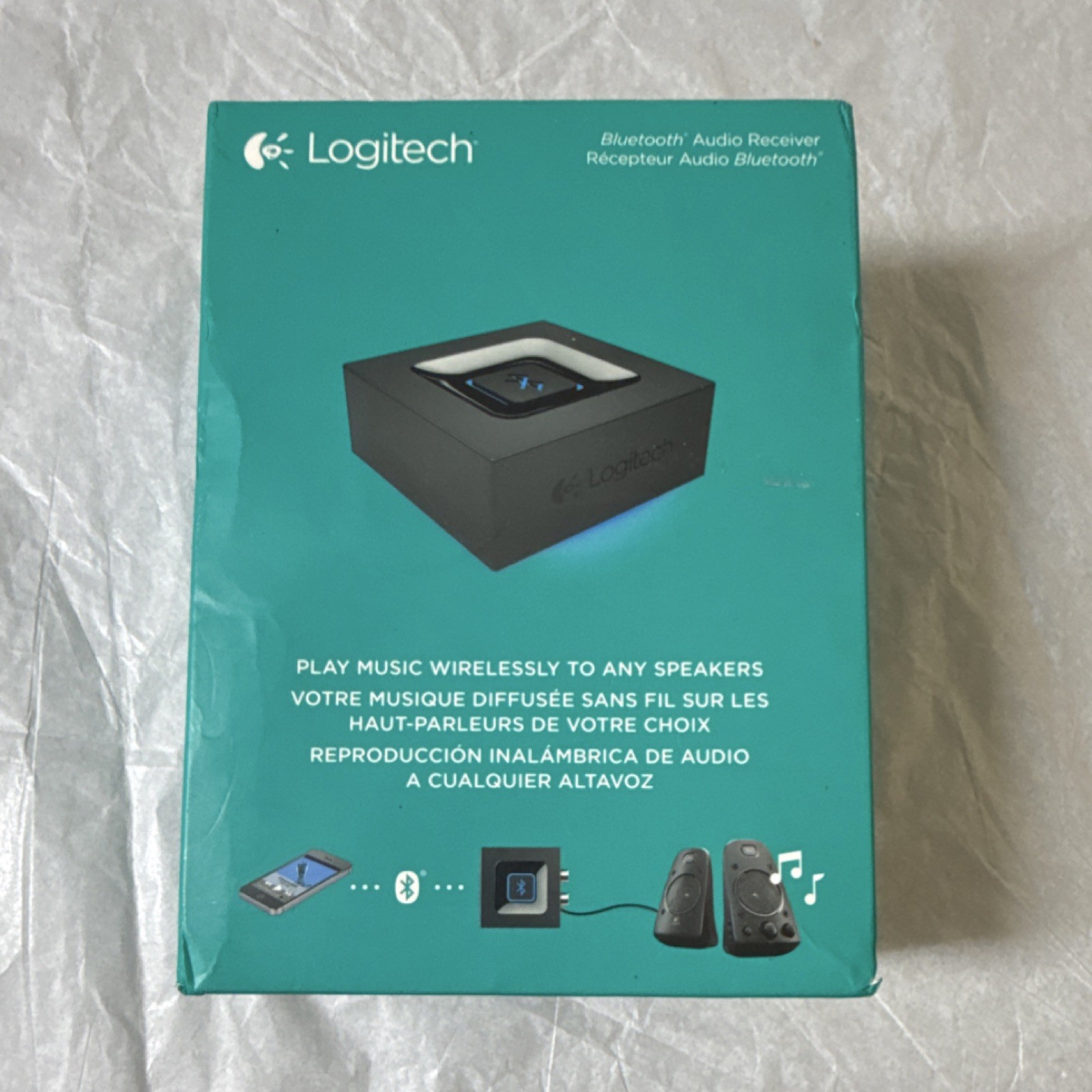Logitech Bluetooth Audio Receiver Adapter, Multipoint, 1-Push Pairing, Black