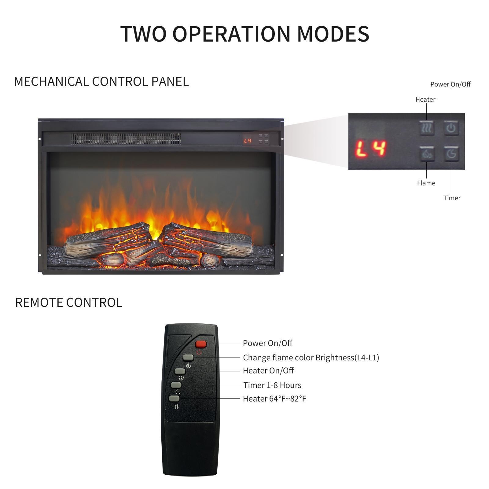 26-Inch Electric Fireplace Insert: Thin Design, Realistic ,