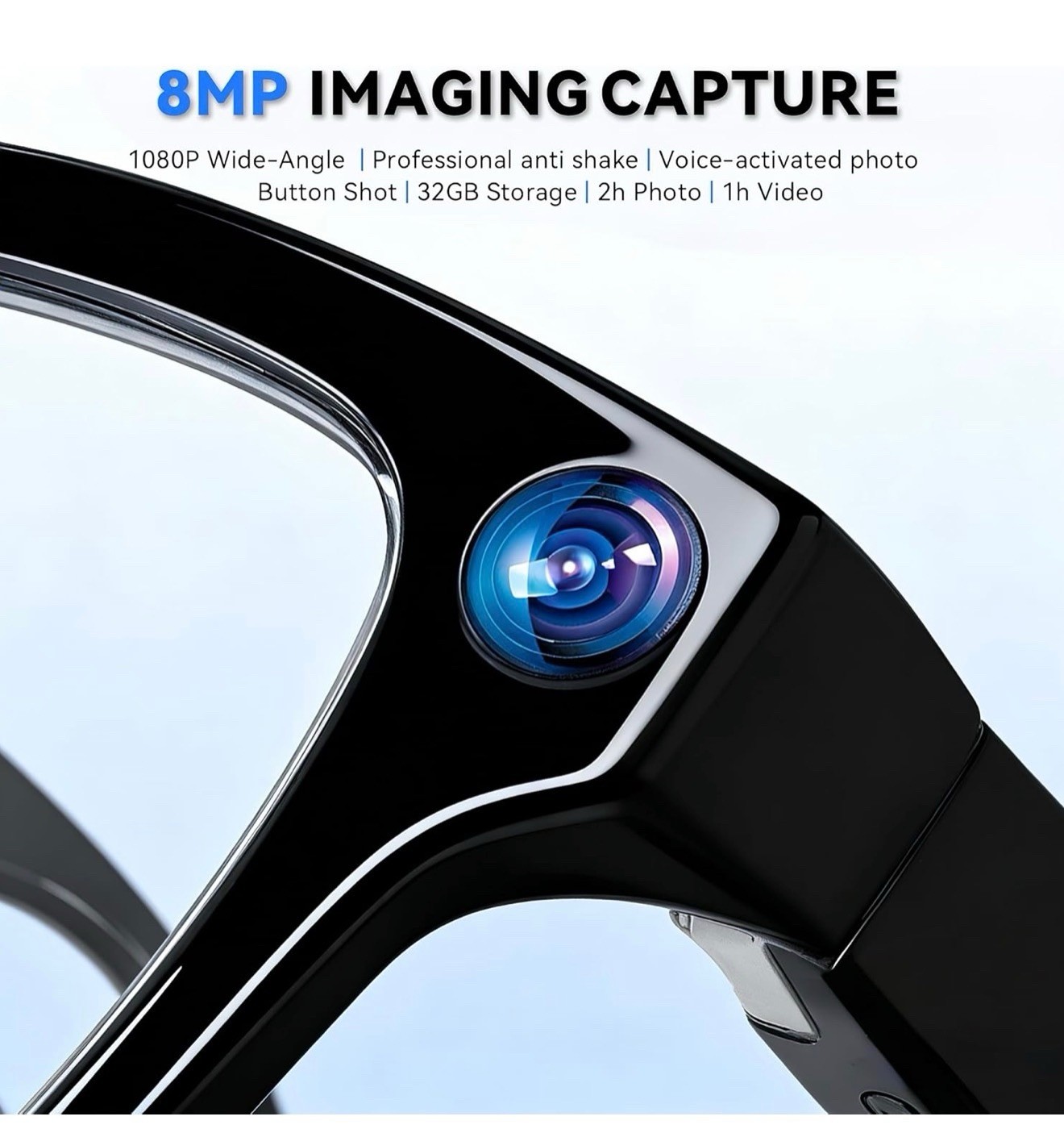 AI Smart Glasses with Camera, 8MP HD