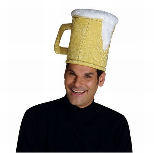 Beer Mug Hat Halloween Costume Cap Accessory Yellow Lager Bar Brew Mens Adult