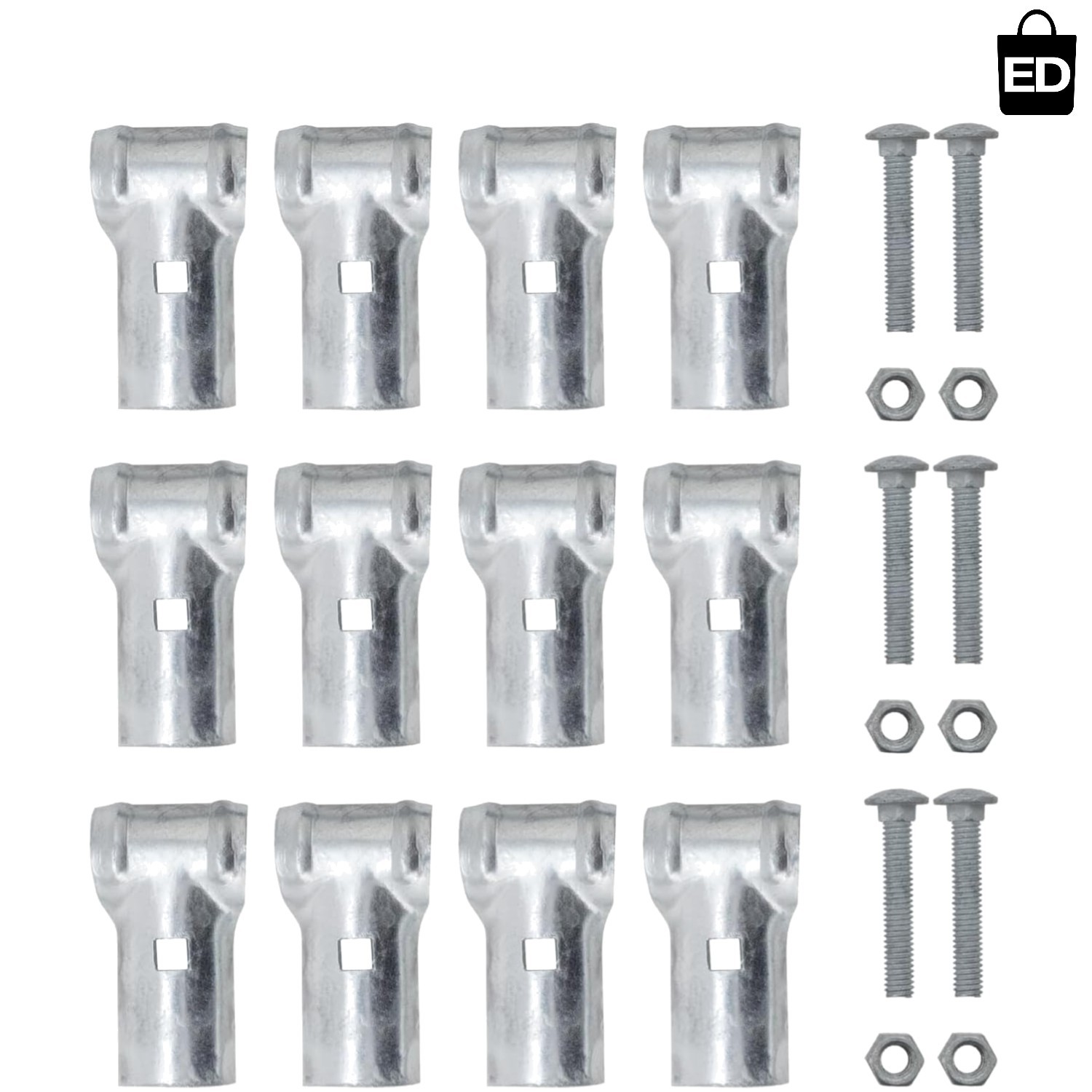 Durable 1-5/8" Galvanized End Rail Clamps - 6 Pack for Chain Link Fences