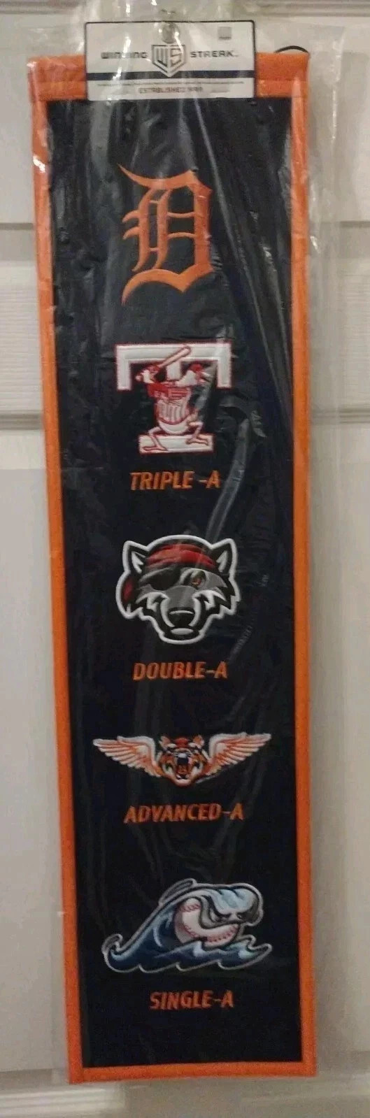 Detroit Tigers Winning Streak MLB Affiliate Banner Embroidered Wool 8X32