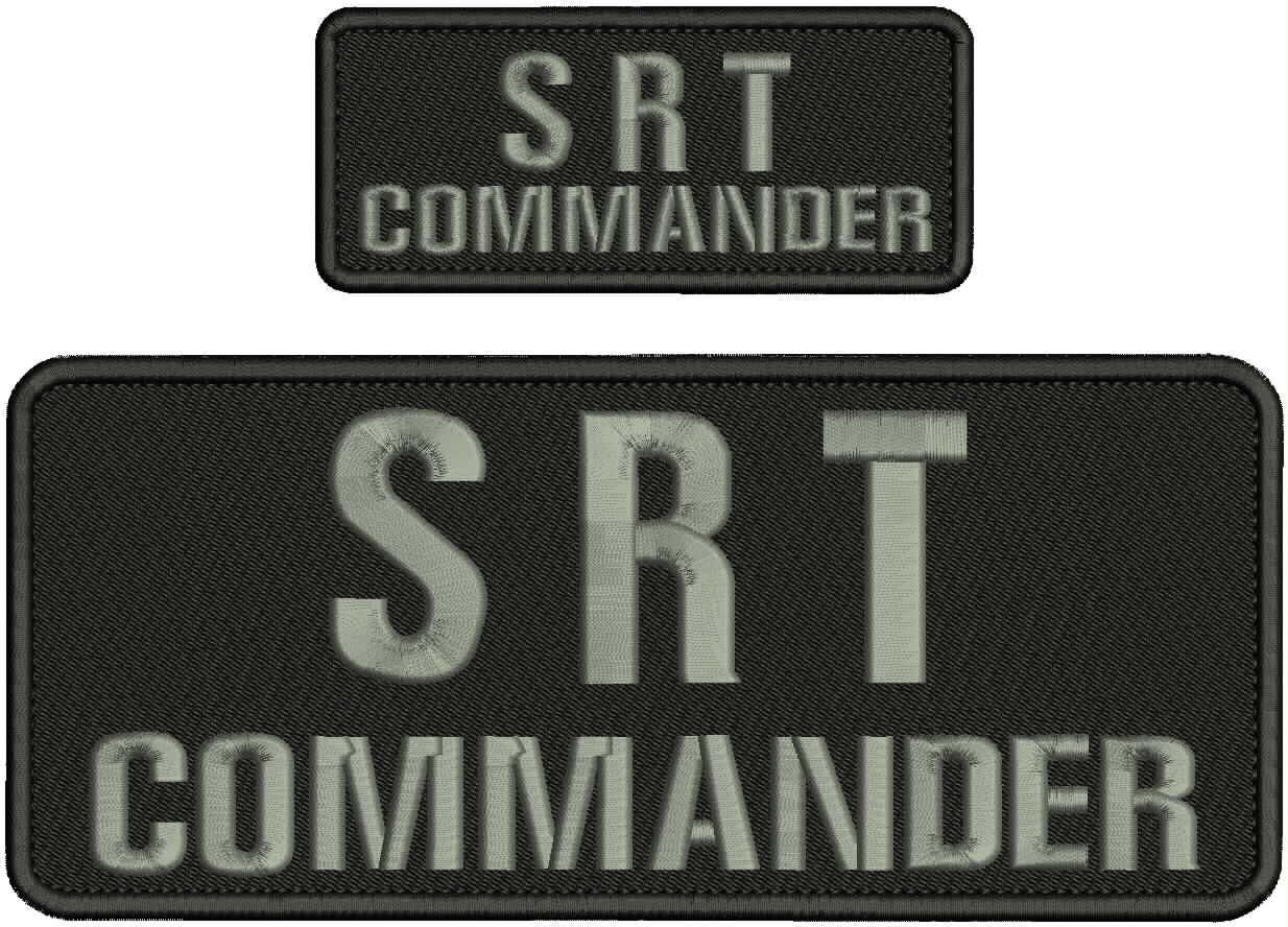 Srt Commander 2 Embroidery Patch 4x10 And 2x5 Hook On Back  Gray On Black