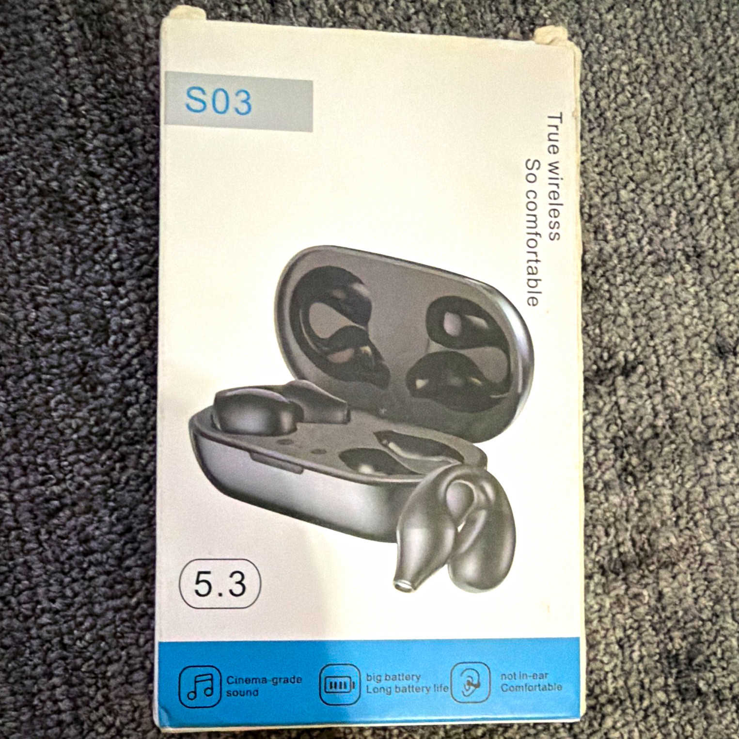 S03 True Wireless Bluetooth In-Ear Earbuds w/ Charging Case, Gray