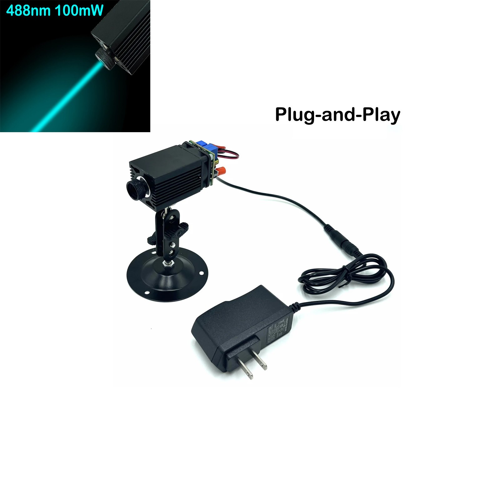 488nm 100mW Blue Cyan Laser Diode Module Dot Spot Focus Adjustable with TTL