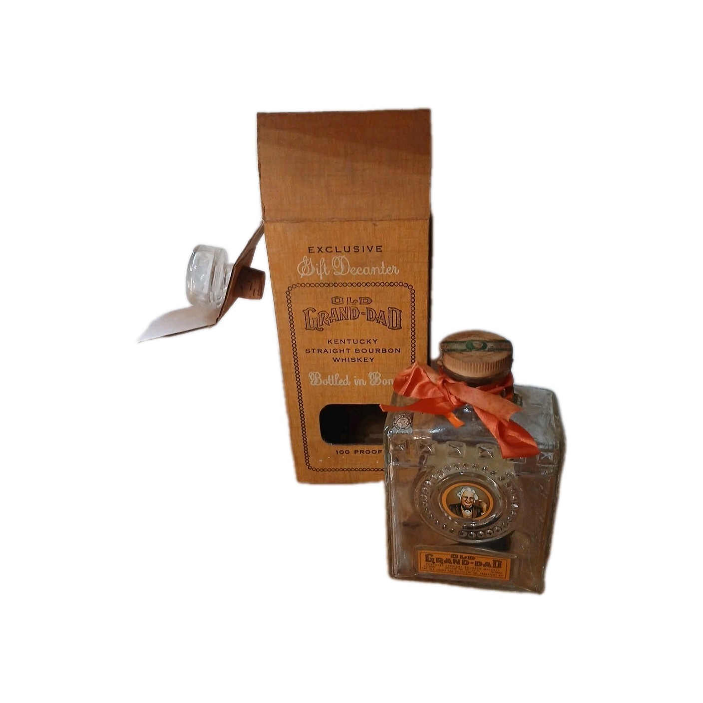Old Grand-Dad Kentucky Whiskey Gift Decanter Box & Empty Bottle Arkansas Tax...