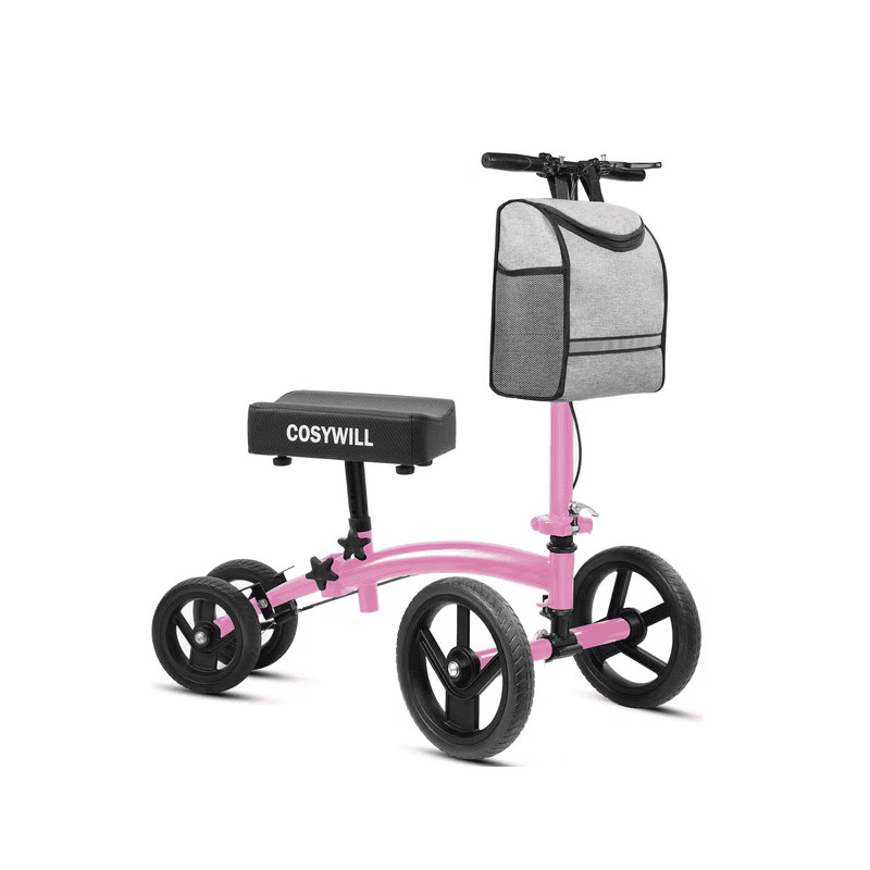 COSYWILL Steerable Knee Scooter Foldable Medical Scooter For Injuries Pink