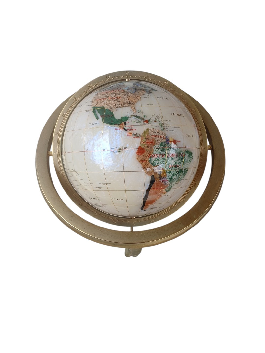 World Globe Semi Precious Gemstone 14"