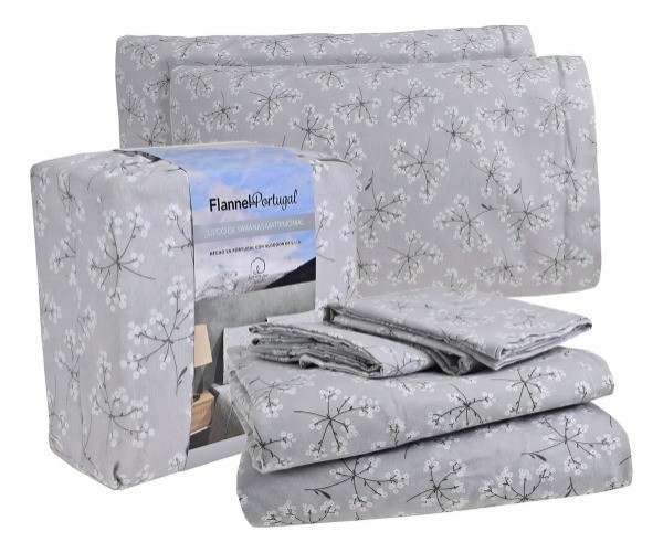 Flannel From Portugal Cal King Sheet Set – 100% Cotton 4-Piece Luxury Flannel
