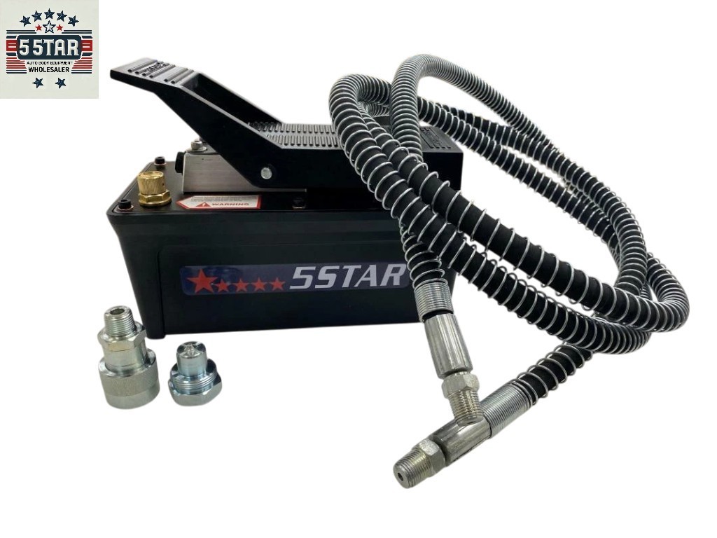 AIR FOOT PEDAL HYDRAULIC PUMP AUTO BODY FRAME MACHINES SHOP PRESSE HOSE COUPLER