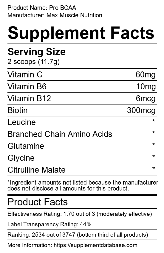 Max Muscle Pro BCAA Fruit Punch