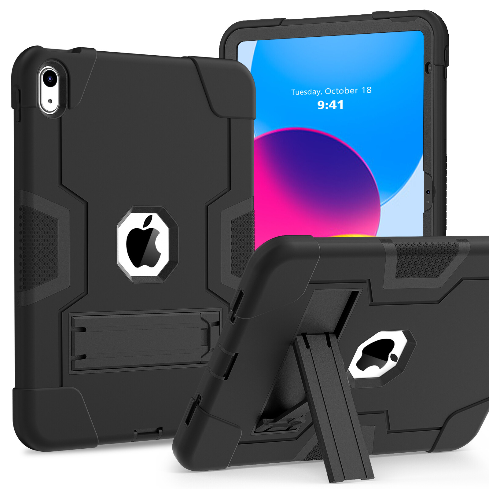 For iPad 6th 7th 8th 9th 10th 11th Generation (A16) Heavy Duty Hard Stand Case