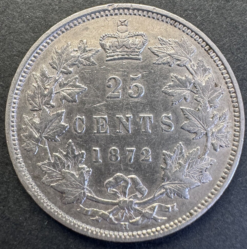 1872 H Canada 25 Cent Victoria Silver Coin