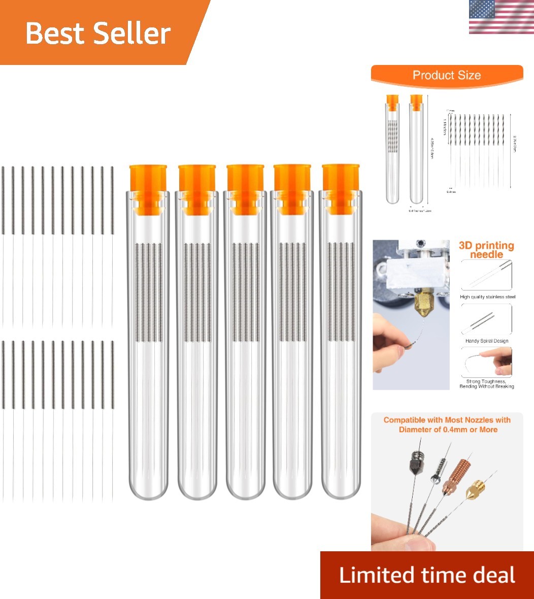 60PCS 0.4mm 3D Printer Nozzle Cleaning Kit - Stainless Steel Tools