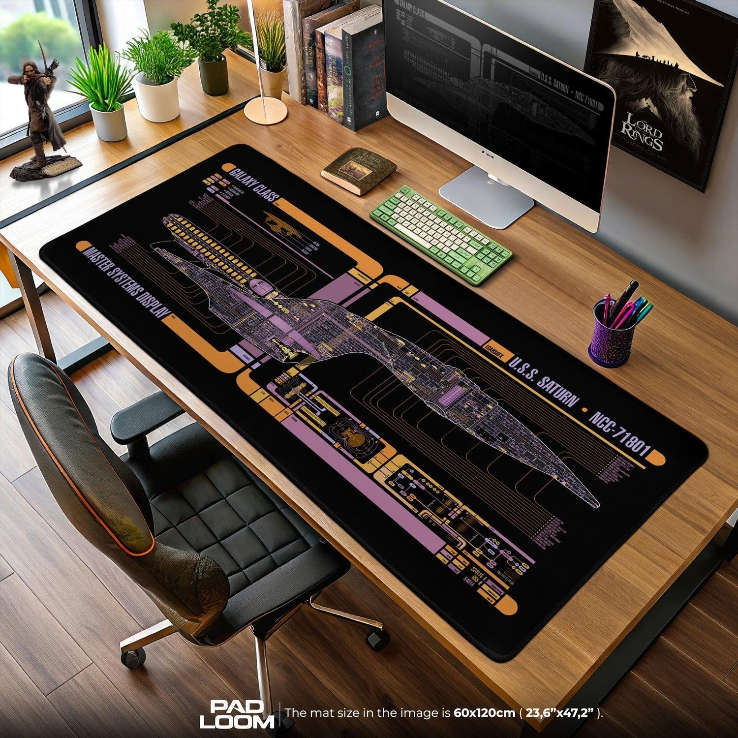 Star Trek Saturn Mouse Pad, Galaxy Class LCARS Gaming Desk Mat, Desk Mat