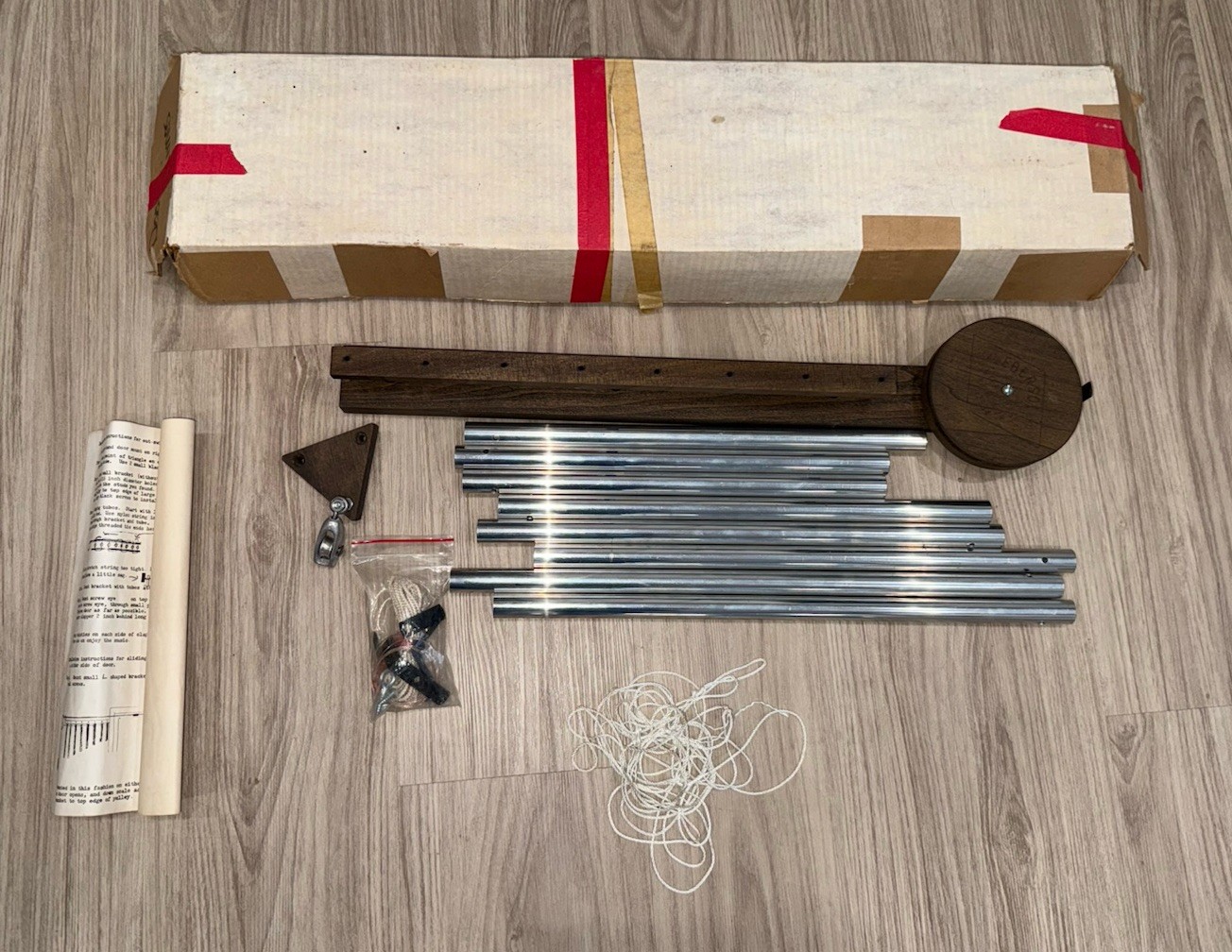Vintage Mounted Pulley Door Chime scale Chair Ebersol Shop Wood Hollow Aluminum