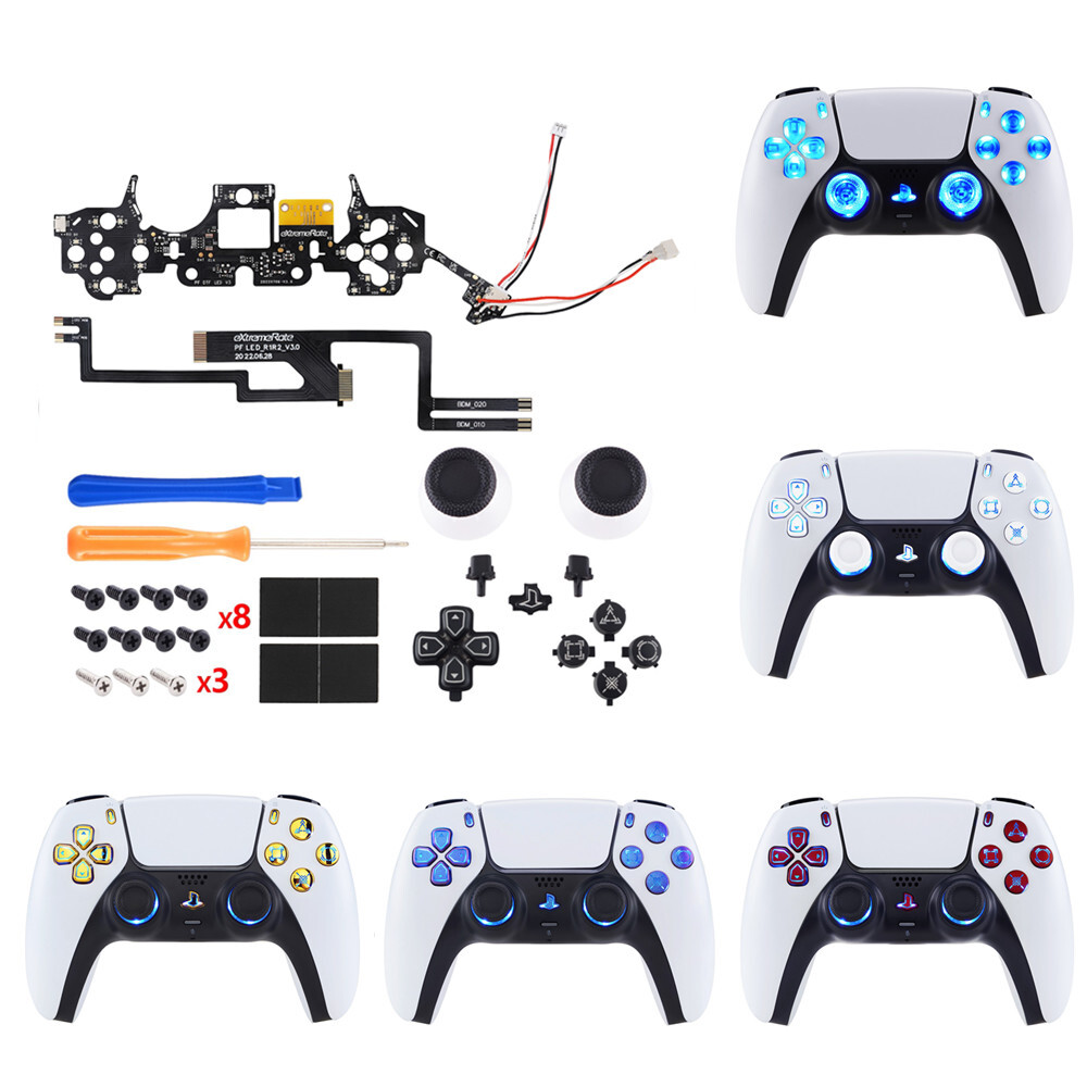 Multi-Colors Luminated Buttons Thumbstick LED Kit for PS5 Controller BDM-010 020