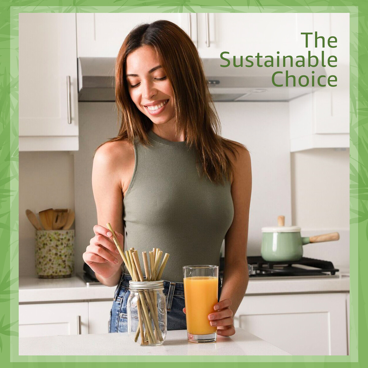 Ibambo Bamboo Reusable Straws - Straw Cleaners Included, Compostable & Washable