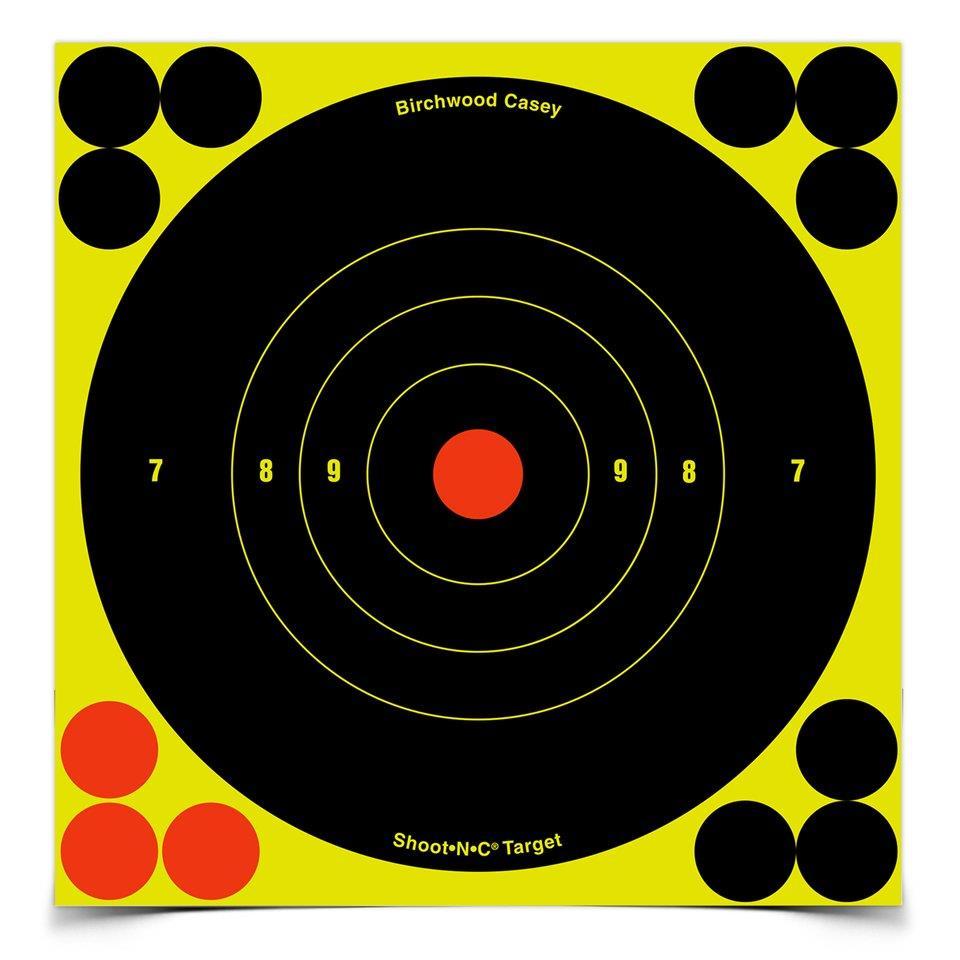 Pkg of 12 Birchwood Casey 6" Bullseye Shoot-N-C Target Spots Self Adhesive