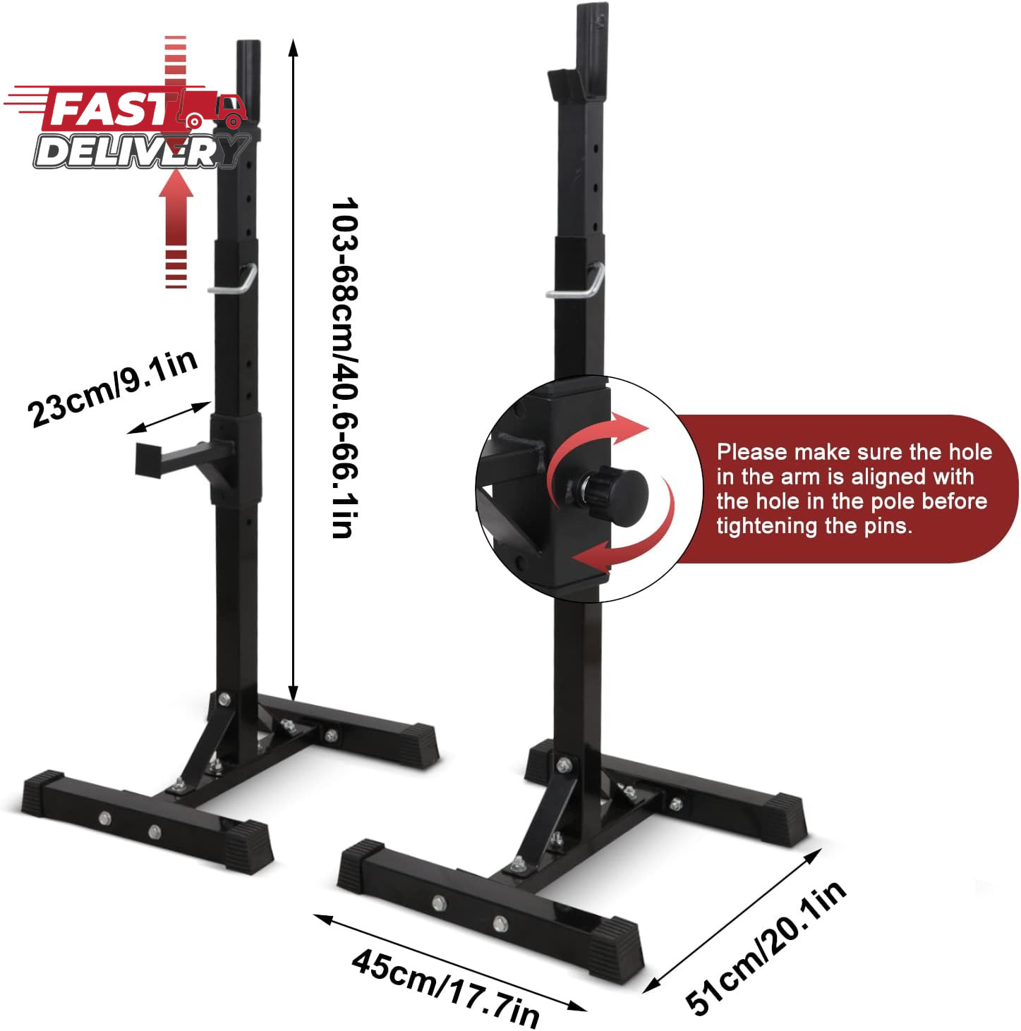 Smartxchoices Pair of Squat Rack, Bench Press Rack Adjustable 40"-66" Solid Stee