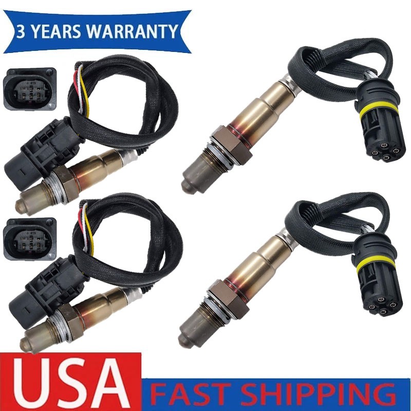 4pcs Up+Downstream Oxygen Sensors For BMW 650I 4.8L V8 2006 2007 2008 2009 2010