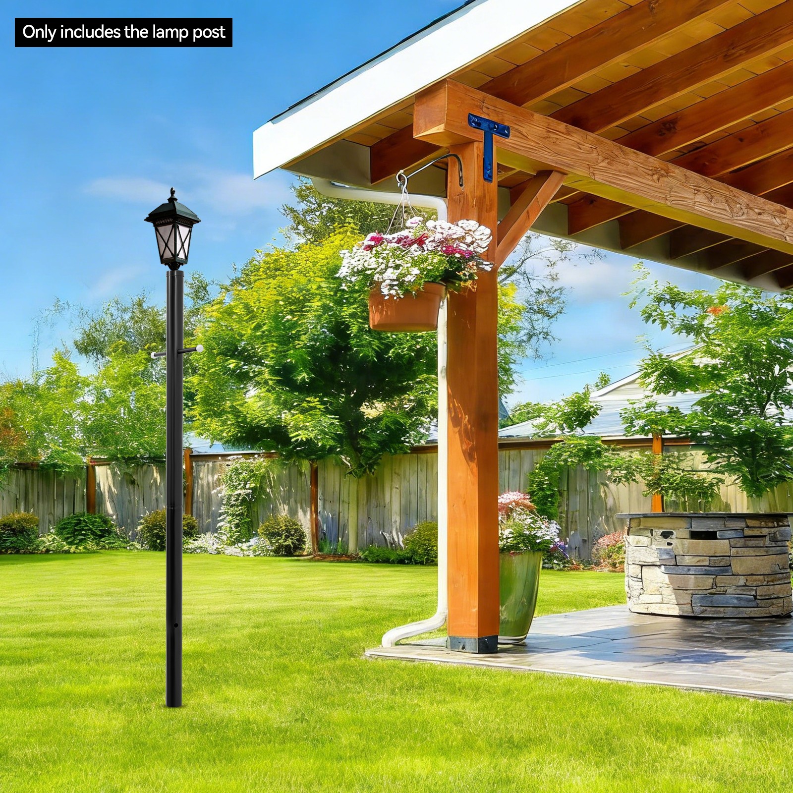 Outdoor Lamp Post with Cross Arm, Split Street Light Pole, Outdoor Lamp Post