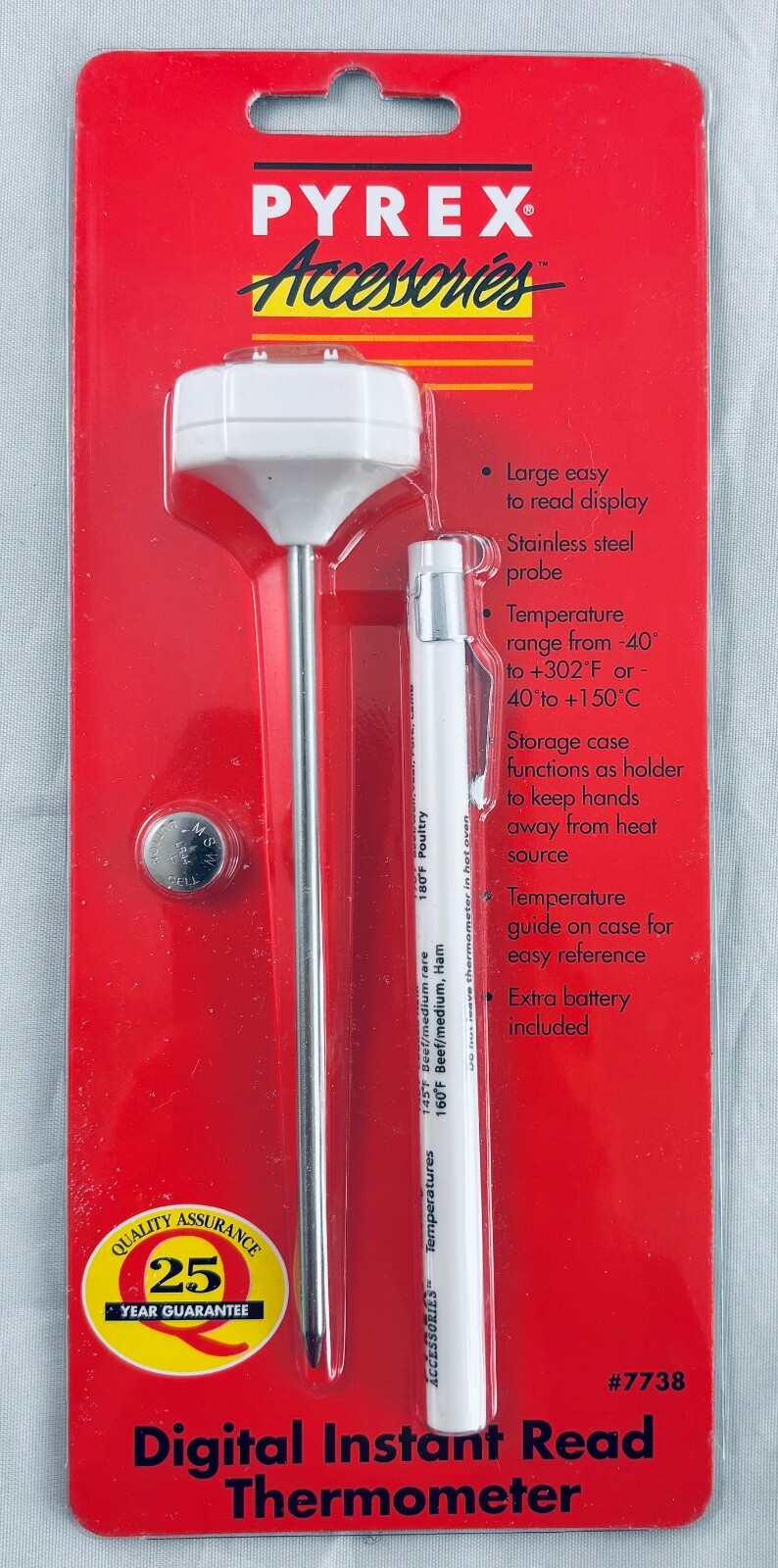 VINTAGE PYREX ACCESSORIES DIGITAL INSTANT READ THERMOMETER 2003 NEW OLD STOCK