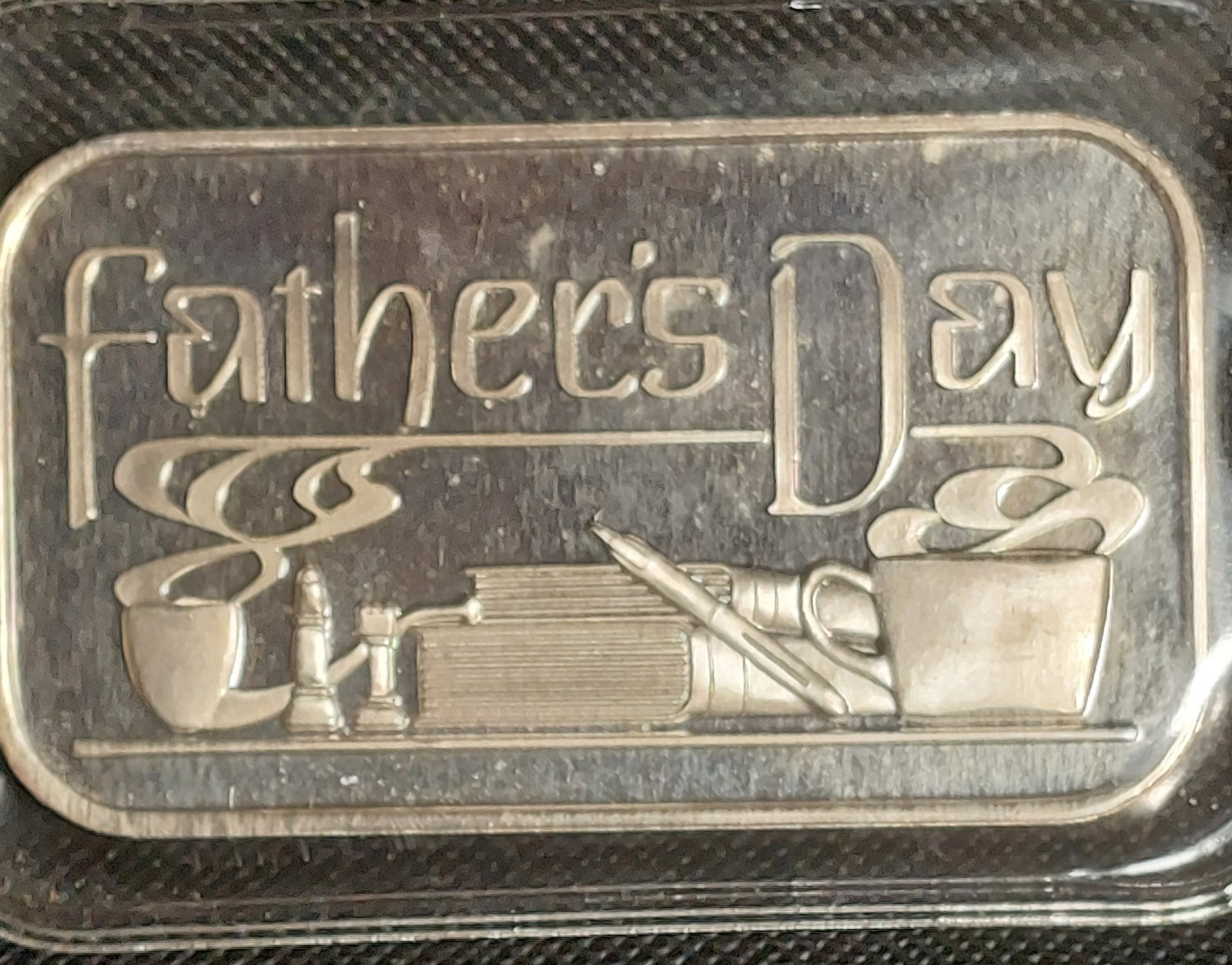 VINTAGE Father's Day 1 oz .999 Fine Silver Art Bar - Rare Gift for Dad / Collect