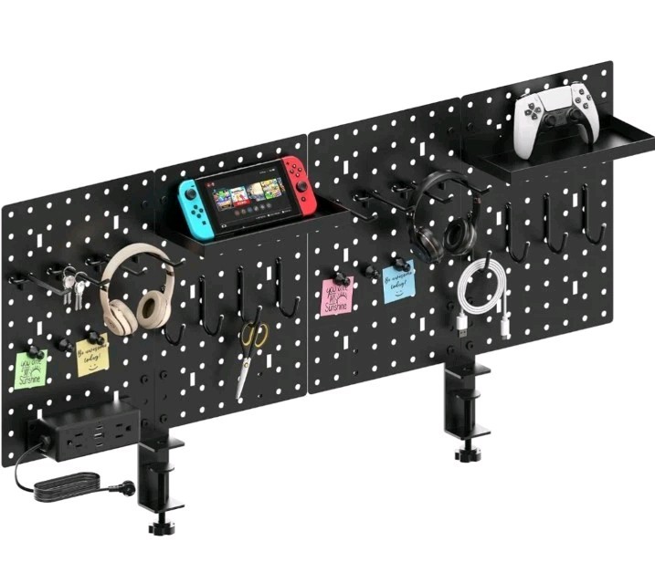 CCCEI Set Desk Organizer and Storage Pegboard with Charging Station, Gaming...