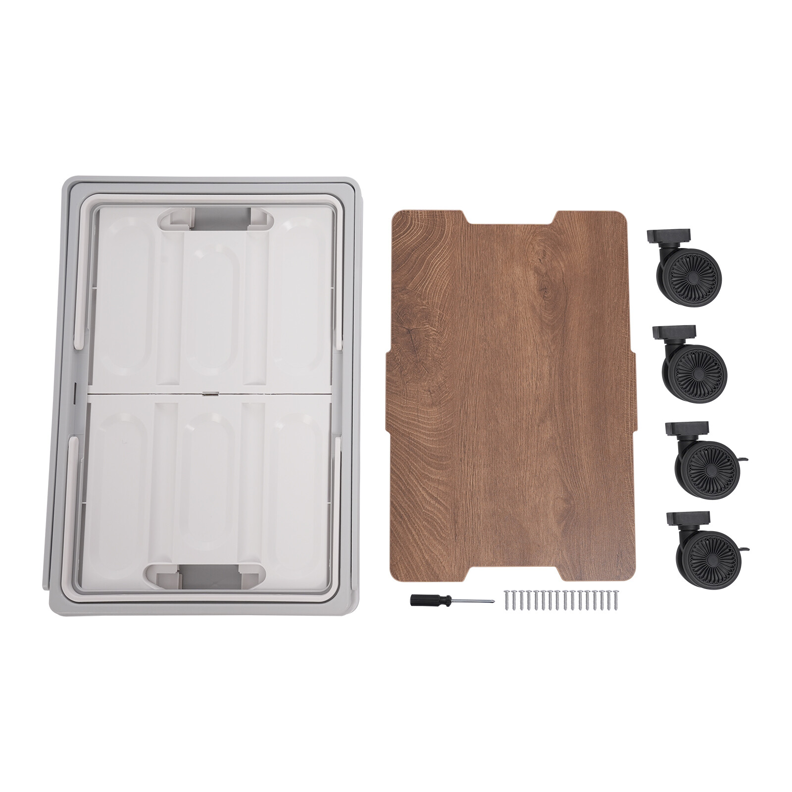 55L Large Capacity Rolling Cart Foldable Organizer Box for Outdoor Store Gray
