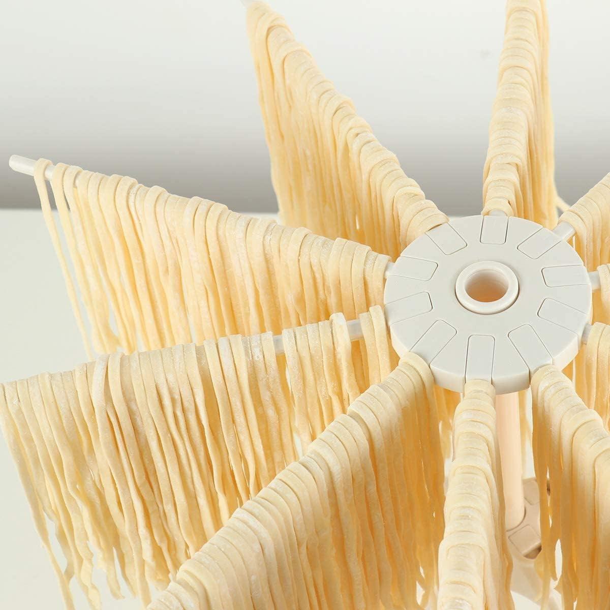 Collapsible Pasta Drying Rack with 10 Bars - White Spaghetti Holder