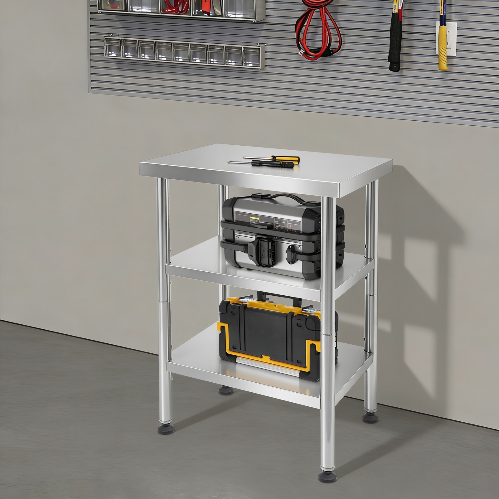 Work Table Commercial Work Table with Adjustable Under Shelves 3-Tier Work Table