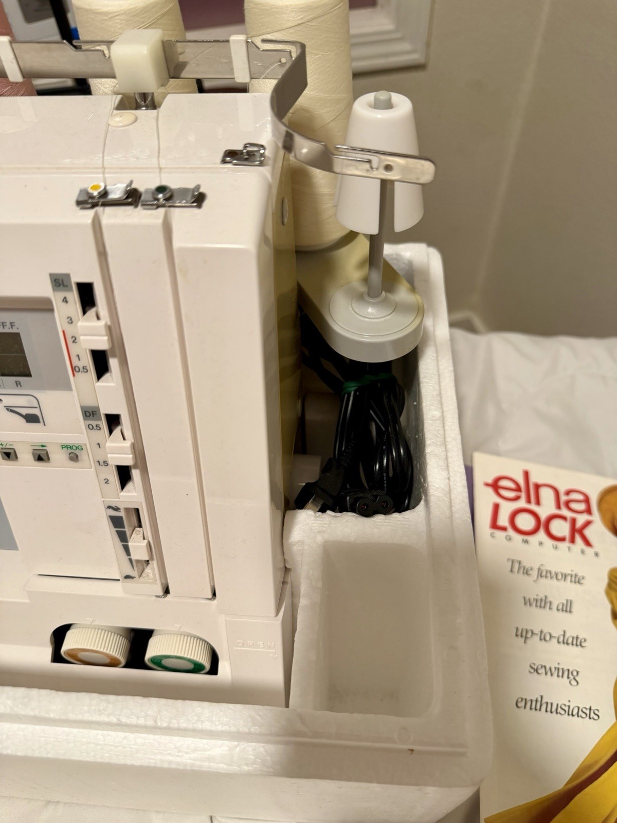 New old stock Elna PRO 5 DC Computerized Serger Overlock Machine + Box & Manuals