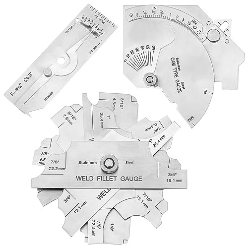 Set of 3 Gauge Kit Included 7 Piece Fillet Weld Gauge Gage Set, Single Weld