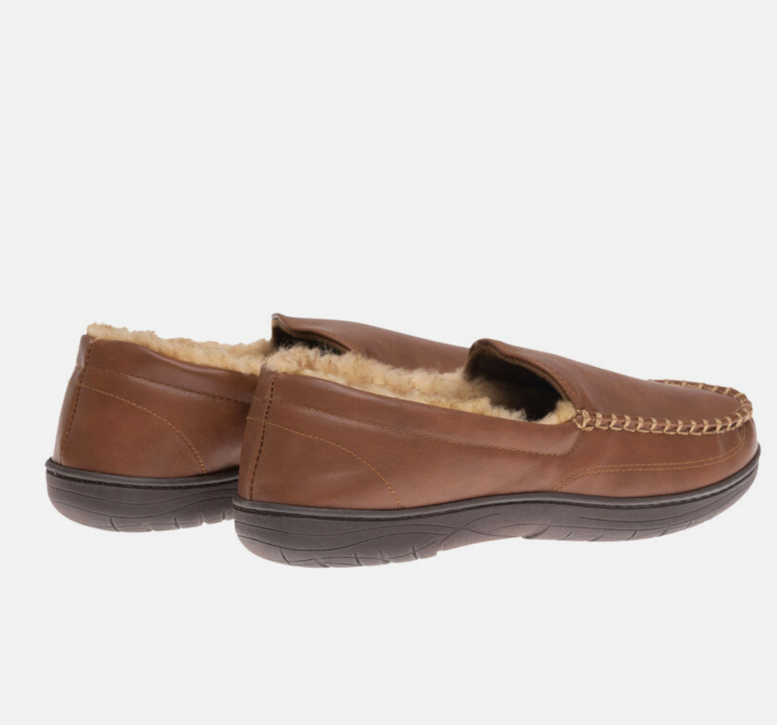 HAGGAR Men Smooth Venitian Slippers Tan Size M