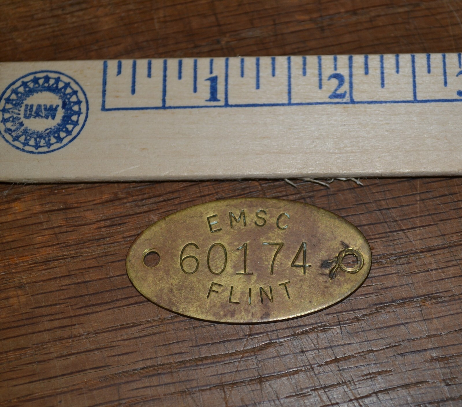 R VTG General Motors Brass Machine Badge EMSC Plus Lincoln Cent