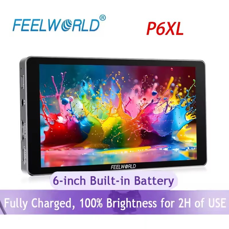 FEELWORLD P6XL 6-inch Built-in Battery DSLR Camera Video Monitor 4K Touch-Screen