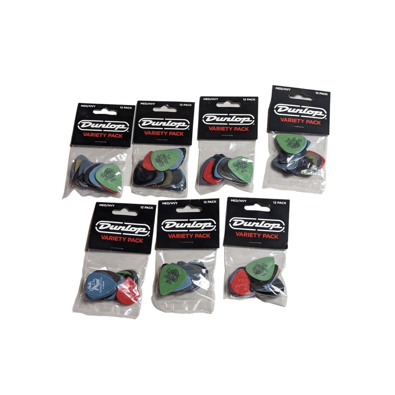 84 Dunlop Guitar Picks Jazz Medium and Heavy Pick Variety PVP102 - 7 Packs Of 12